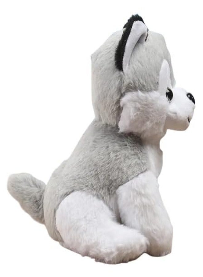 STRIDERS لعبة كلب فروي بالز الرمادي والأبيض القطيفة الناعمة - دمية جرو فائقة النعومة، هدية لطيفة ومحببة للأطفال | مثالية للعب والنوم والسفر والتجميع | الموديل ST-FP004 | 10 بوصة - Image 2